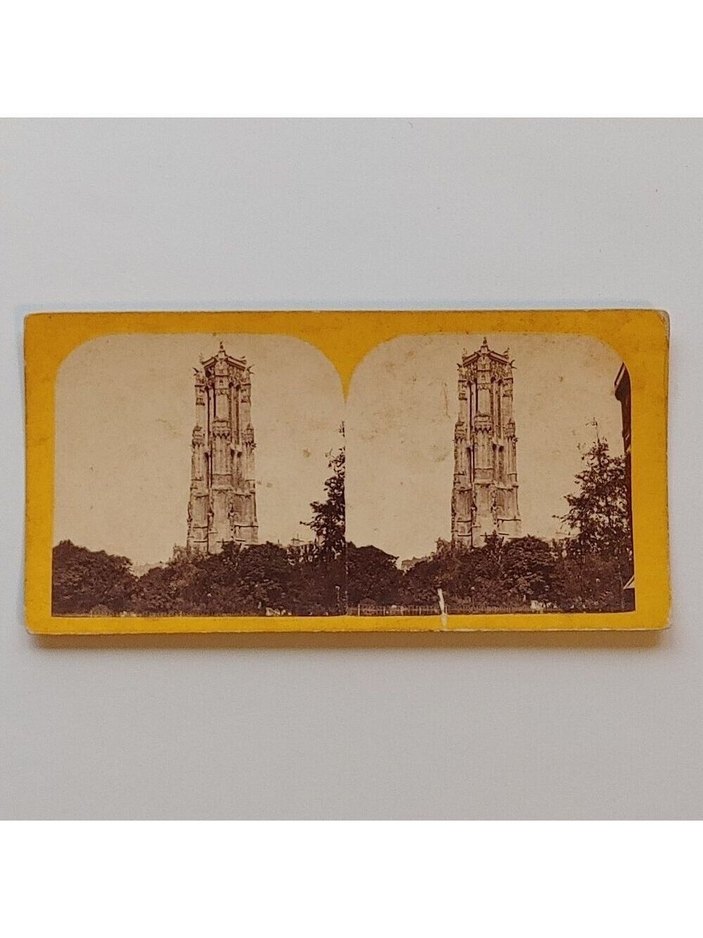 ANTIQUE Stereograph Card Church of St. Jacques de la Boucherie Paris